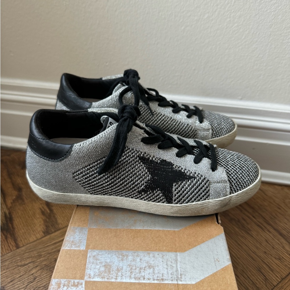 GOLDEN GOOSE Superstar Silver Lurex Knitted Sneakers